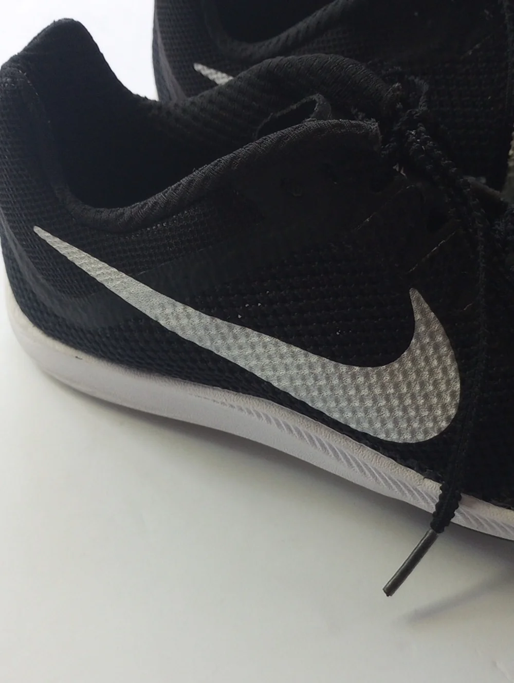 Nike Rival Distance Track & Field Black Silver Swoosh Athletic Spike Shoes 6